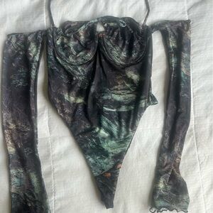 Camo style green body suit